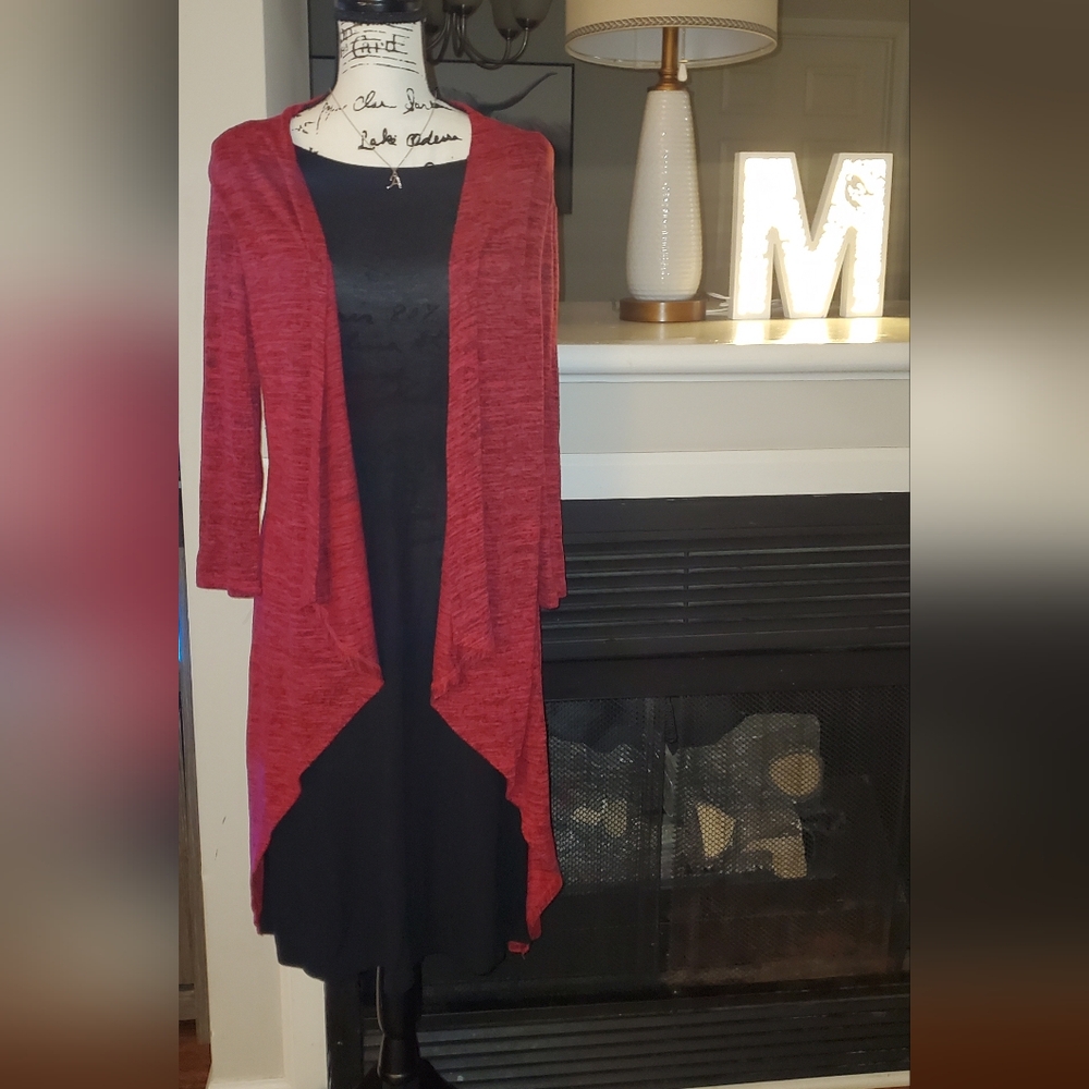 Blooming Rose Faux Cardigan Dress Medium